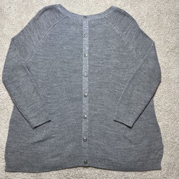 MER SEA Womens Travel Sweater One Size Pullover Crewneck Button Back Gray Preppy - Picture 7 of 10
